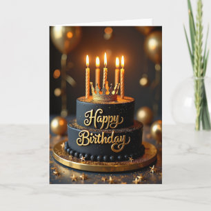 Carte d'anniversaire avec gâteau opulent