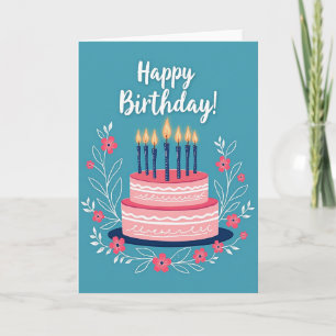 Carte d'anniversaire avec gâteau rose
