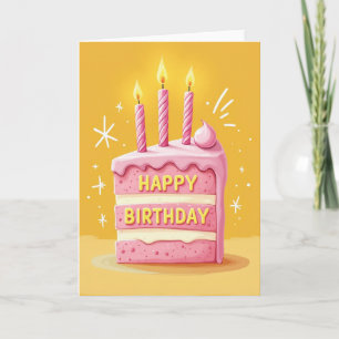 Carte d'anniversaire avec gâteau rose glacé