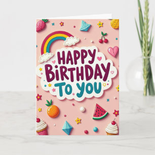 Carte d'anniversaire avec gemmes et étoiles