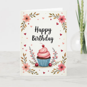 Carte d'anniversaire avec glaçage à la cerise