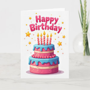 Carte d'anniversaire avec glaçage bleu ciel