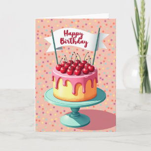 Carte d'anniversaire avec glaçage rose