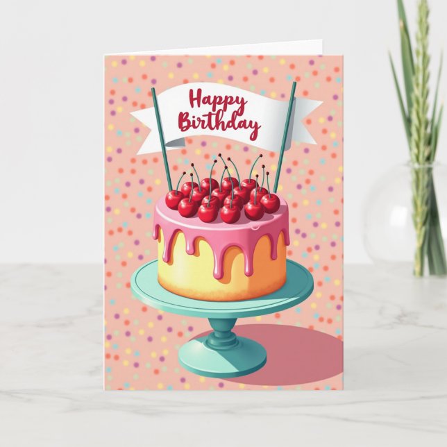 Carte d'anniversaire avec glaçage rose (Devant)
