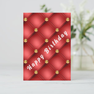 Carte d'anniversaire avec Gold Red Diamonds Tufted