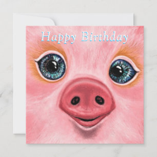 Carte d'anniversaire avec Happy Baby Pig - Smile