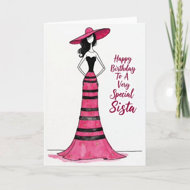 Carte d'anniversaire avec illustration chic (Devant)