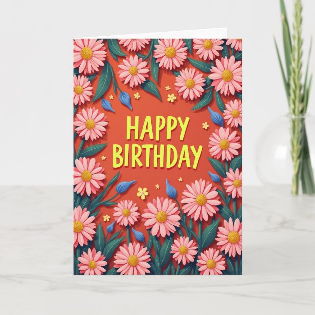 Carte d'anniversaire avec illustration colorée (Devant)