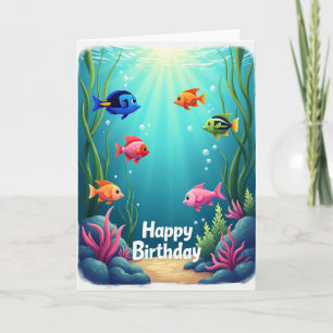 Carte d'anniversaire avec illustration de poisson