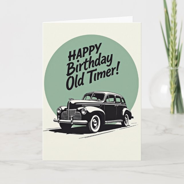 Carte d'anniversaire avec illustration de voiture  (Devant)