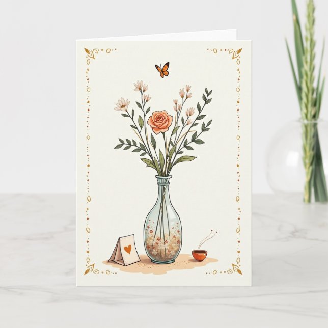 Carte d'anniversaire avec insecte en vol (Devant)