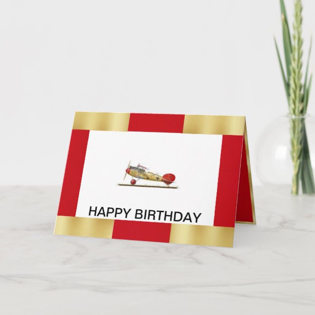 Carte d'anniversaire avec l'avion Red Barron (Devant)