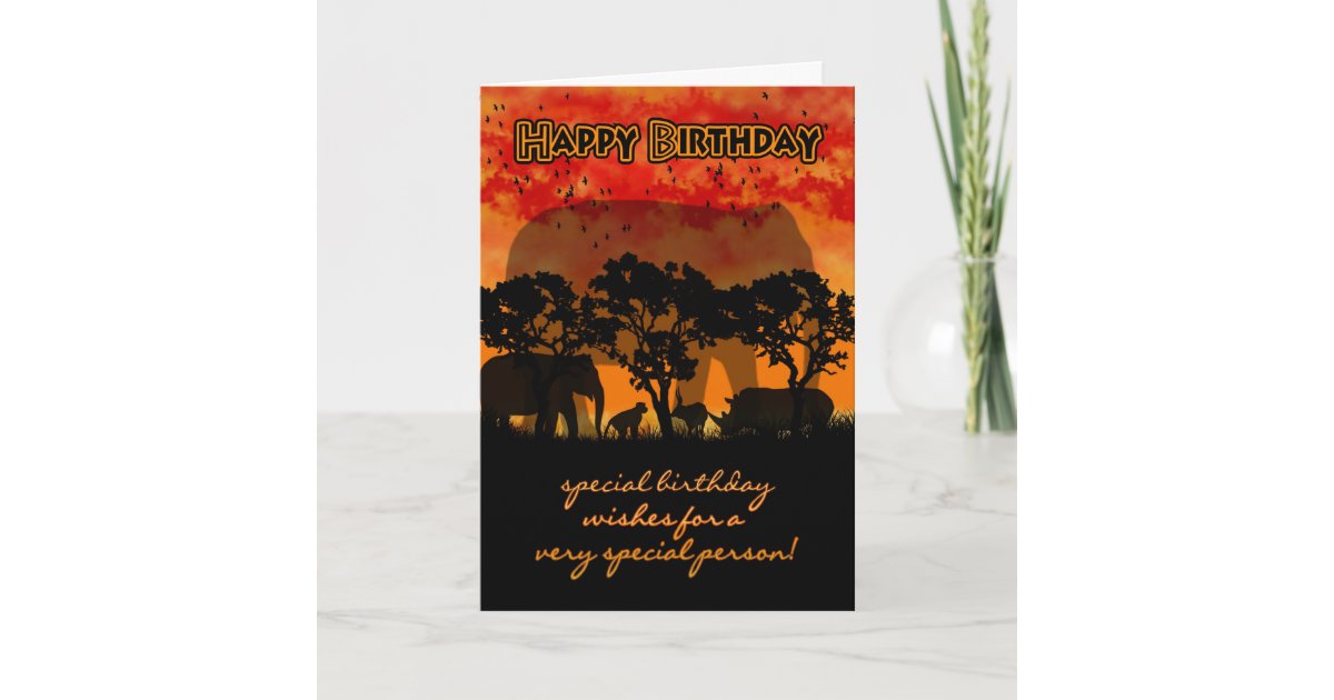 Carte D Anniversaire Avec Le Paysage Africain Et Zazzle Fr