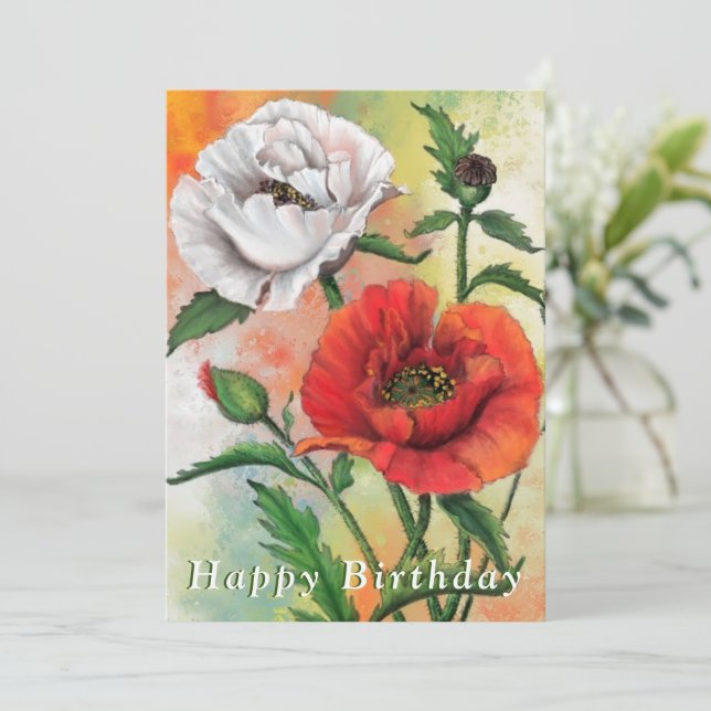 Carte d'anniversaire avec le rouge blanc (Debout devant)