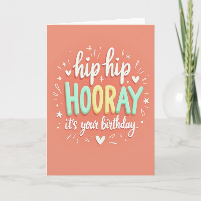 Carte d'anniversaire avec lettrage 3D Joyeuse (Devant)