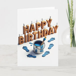 Carte d'anniversaire avec lettres en bois