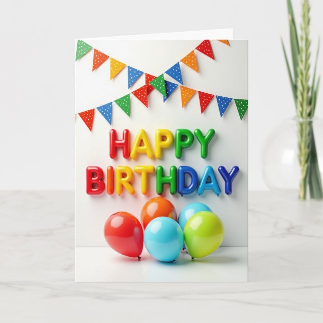 Carte d'anniversaire avec lettres gonflées joyeuse (Devant)