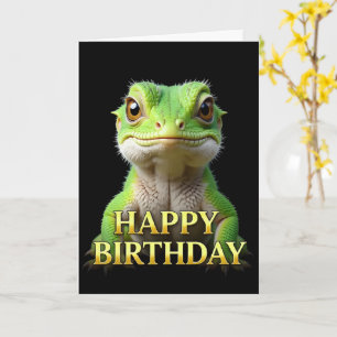 CARTE D'ANNIVERSAIRE AVEC LÉZARD EN GROS PLAN GRAS