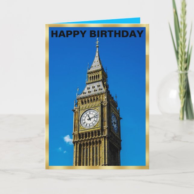 Carte d'anniversaire avec l'horloge Big Ben (Devant)