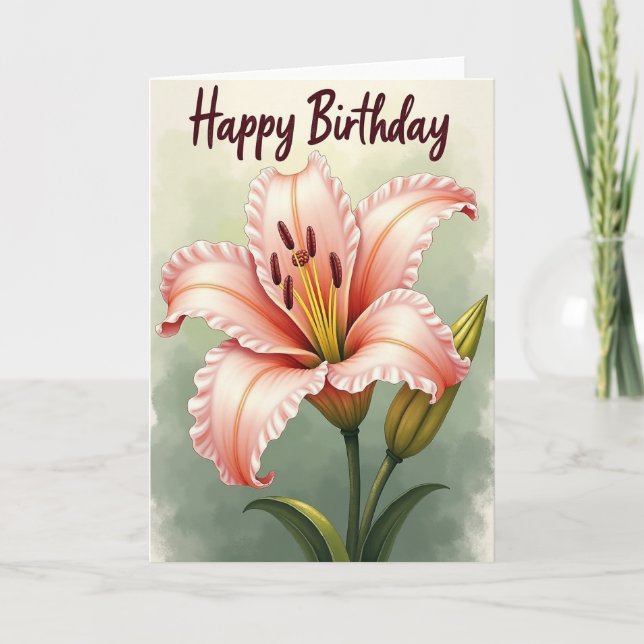 Carte d'anniversaire avec lys peint (Devant)