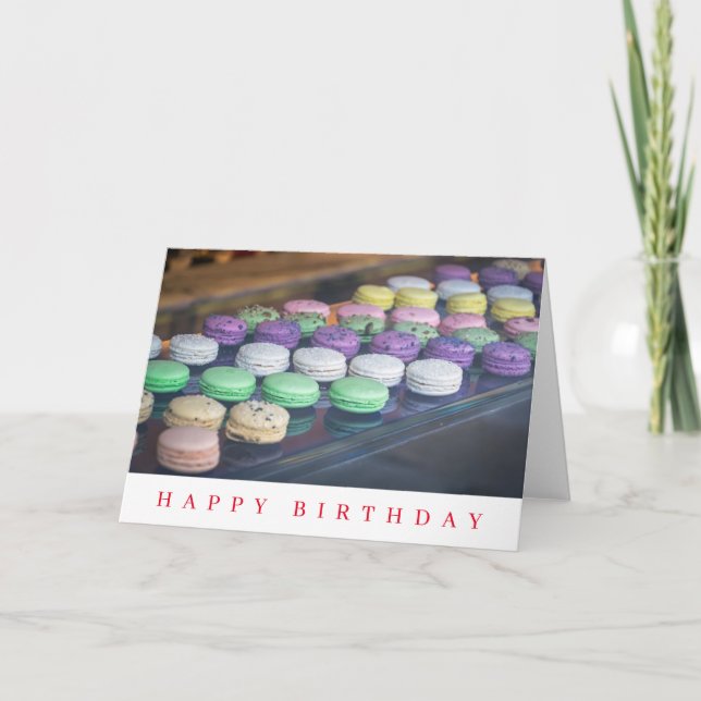 Carte d'anniversaire avec macarons de près (Devant)