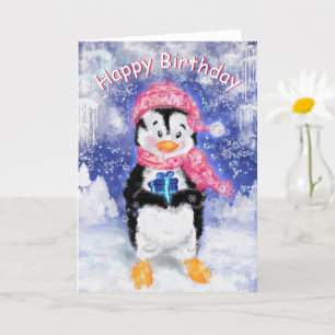 Carte d'anniversaire avec mignonne Penguin