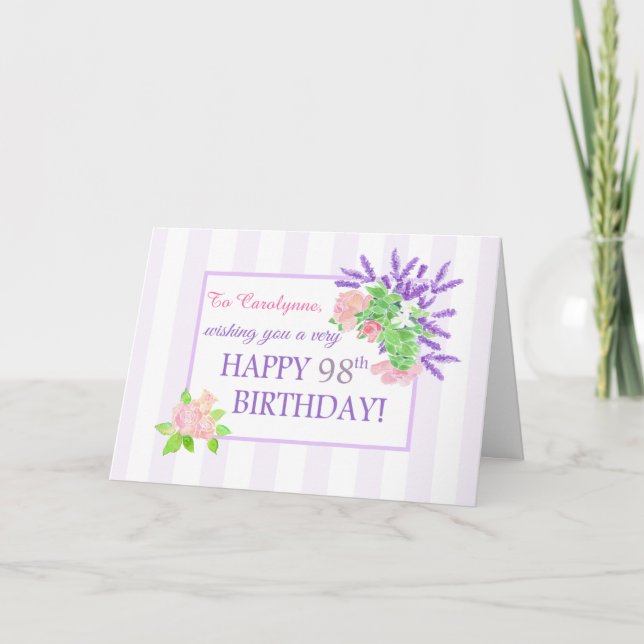 Carte d'anniversaire avec nom personnalisé et âge, (Devant)