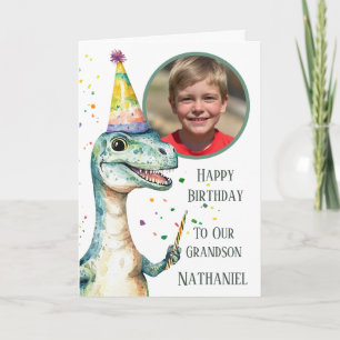 Carte d'anniversaire avec ouverture photo Dinosaur