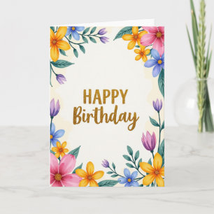 Carte d'anniversaire avec paillettes florales