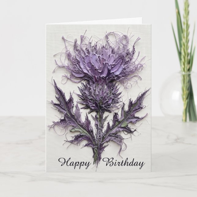 Carte d'anniversaire avec peinture de chardon écos (Devant)