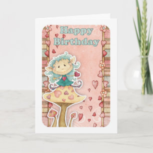 carte d'anniversaire avec petit elfe mignon sur ch