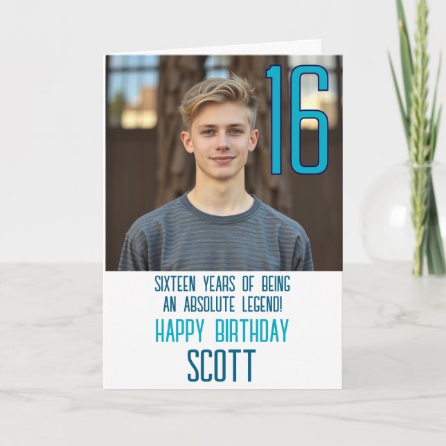 Carte d'anniversaire avec photo pour seize ans (Devant)