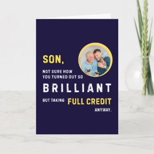 Carte d'anniversaire avec photo pour un fils drôle