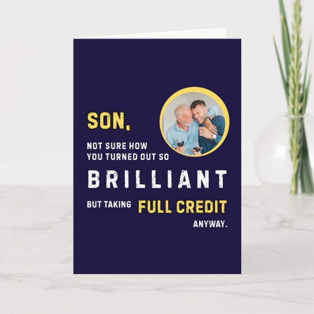 Carte d'anniversaire avec photo pour un fils drôle (Devant)