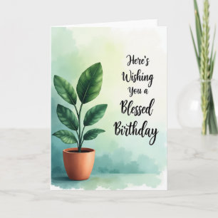 Carte d'anniversaire avec plante en pot