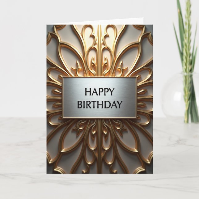 Carte d'anniversaire avec plaque argentée ornée (Devant)