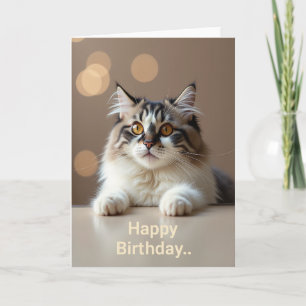 Carte d'anniversaire avec portrait de chat chaud