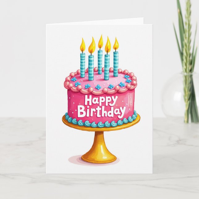 Carte d'anniversaire avec présentoir doré (Devant)