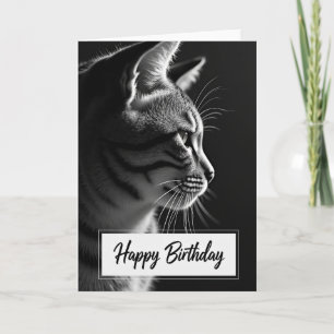 Carte d'anniversaire avec profil de chat serein