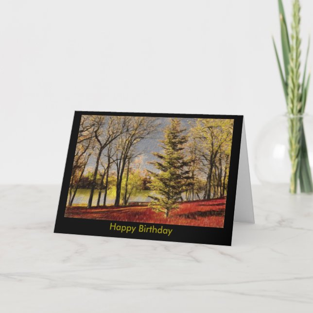 Carte d'anniversaire avec River Bank et Trees (Devant)