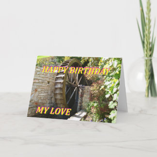 Carte d'anniversaire avec roue à eau
