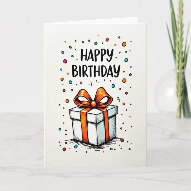 Carte d'anniversaire avec ruban illustré (Devant)