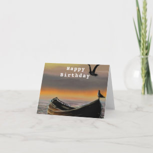 Carte d'anniversaire avec Sea Sunset Boat