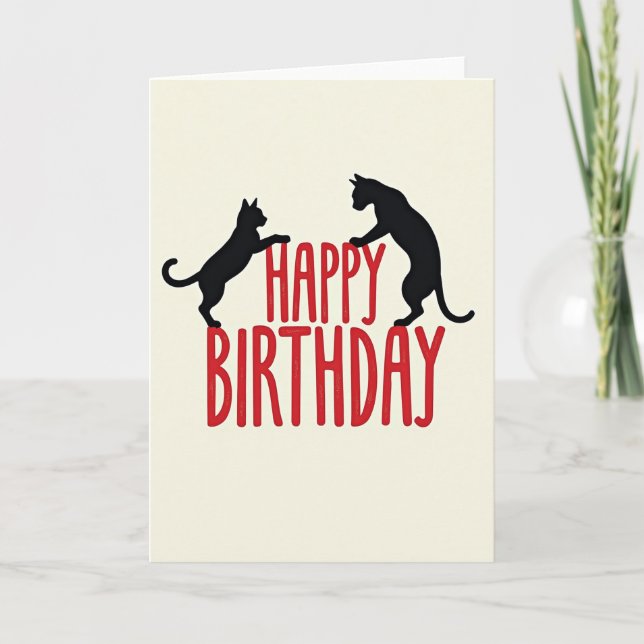 Carte d'anniversaire avec silhouette de chat audac (Devant)
