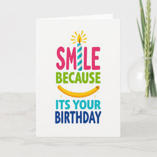 Carte d'anniversaire avec sourire enjoué
