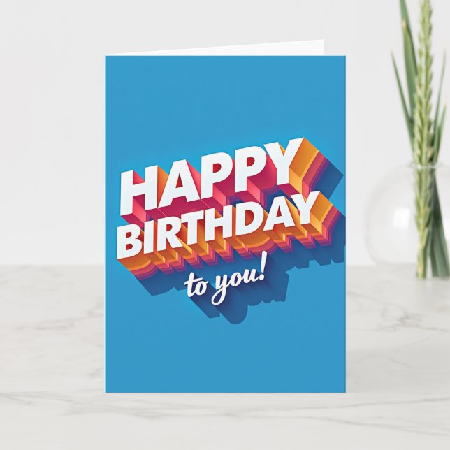 Carte d'anniversaire avec texte 3D joyeux (Devant)