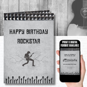 Carte d'anniversaire avec thème de guitare ornée d