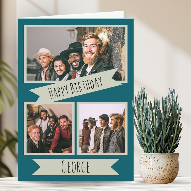 Carte d'anniversaire avec trois photos (Créateur téléchargé)
