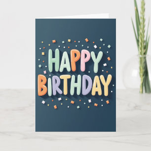 Carte d'anniversaire avec typographie pastel