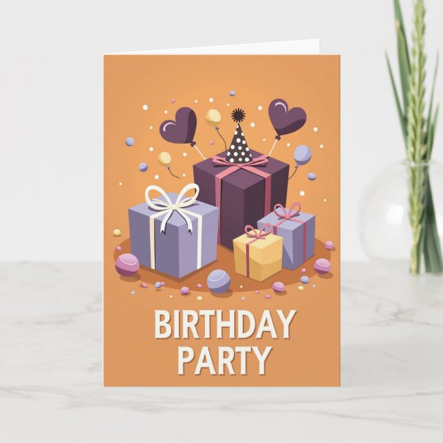 Carte d'anniversaire avec un cadeau coloré (Devant)